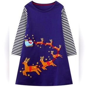 Girls Santa and reindeer Christmas dress. Size 7